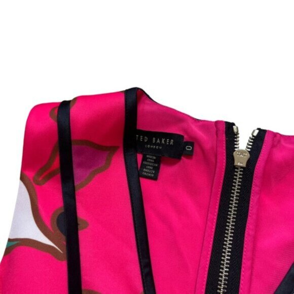 Ted Baker Floral Arilina Pinata Pipe Detail Skater Dress - Picture 4 of 9